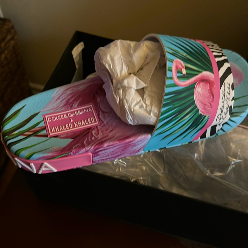 Slide on dolce and Gabbana flamingo style multicolor, DJ Khaled, edition